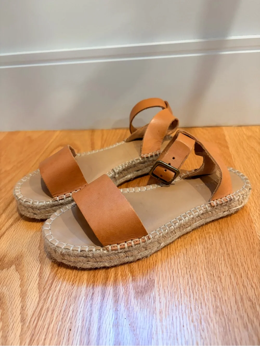 Soludos Tan Leather Ankle-Strap Espadrille Sandals